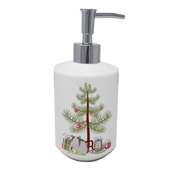 Carolines Treasures 7 x 3.5 in. Husky Rat Merry Christmas Ceramic Soap Dispenser CK4473SOAP - main